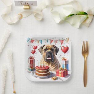 Englische Dogge Mastiff Birthday Pappteller