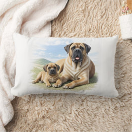 Englische Dogge Mastiff mit Kind Lendenkissen