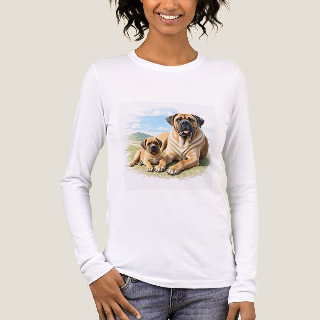 Englische Dogge Mastiff mit Kind Tri-Blend Shirt (Vorderseite)