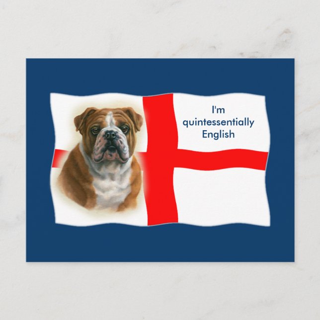 Englische Flagge und Bulldog Postkarte (Vorderseite)