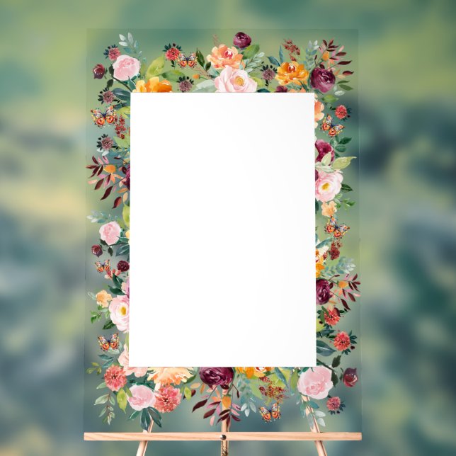 Englische Gartenrahmen-Blume Acrylschild (Neutral)