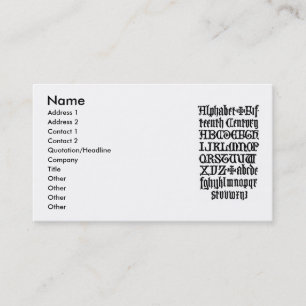Englische Gothic Letters Business Card Visitenkarte