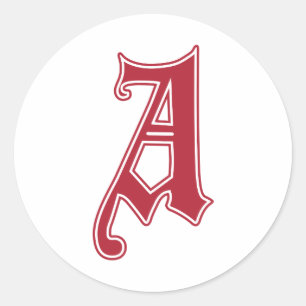 Englische Gothic Monogram Buchstabe A Runder Aufkleber