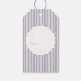 Englische Hütte Lilac Stripted mit Lace Doily Geschenkanhänger