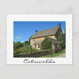 Englische Hütte mit weißer Gartenpost Postkarte