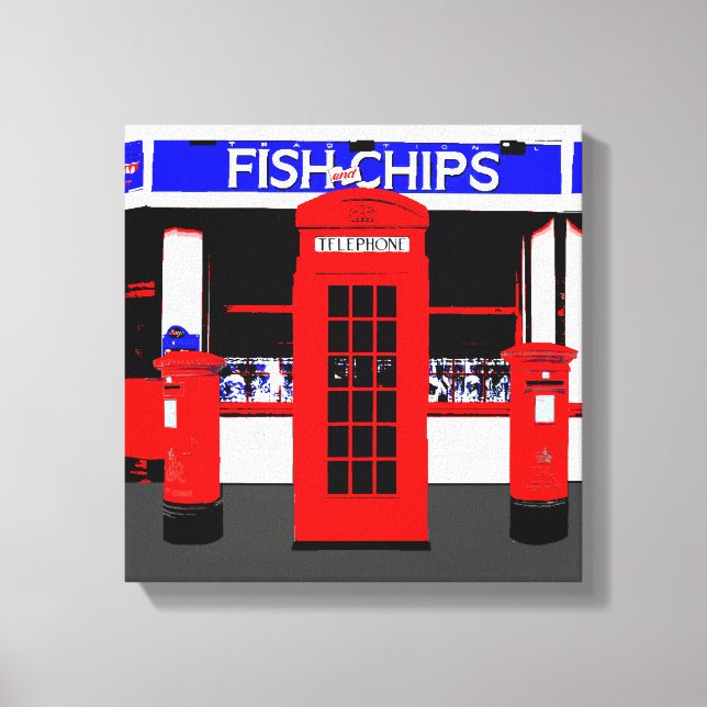 Englische Icons Moderne Kunst umhüllte Leinwand (Vorderseite)