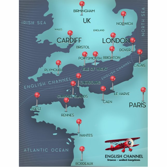 Englische Kanalübersicht Freistehende Fotoskulptur (Vorne)