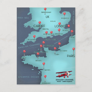 Englische Kanalübersicht Postkarte
