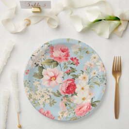 Englische Landschaft Blumengarten Pappteller