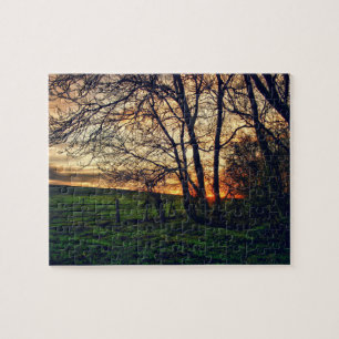Englische Landschafts-Sonnenuntergang HDR-Kunst Puzzle