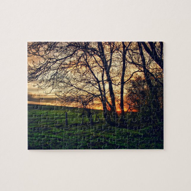Englische Landschafts-Sonnenuntergang HDR-Kunst Puzzle (Horizontal)