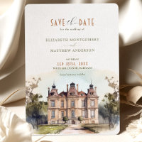 Englische Manor Save the Date Karte für Wasserfarb