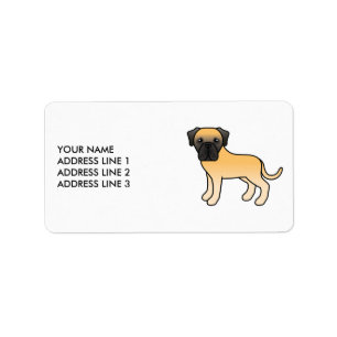 Englische Mastiff-Welpe Cute Cartoon-Hund & Text Adressaufkleber