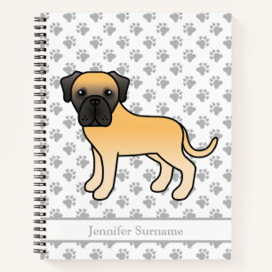 Englische Mastiff-Welpe Cute Cartoon-Hund & Text Notizbuch