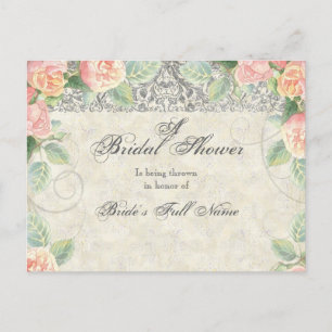 Englische Rose & Silver Bridal Dusche Einladung