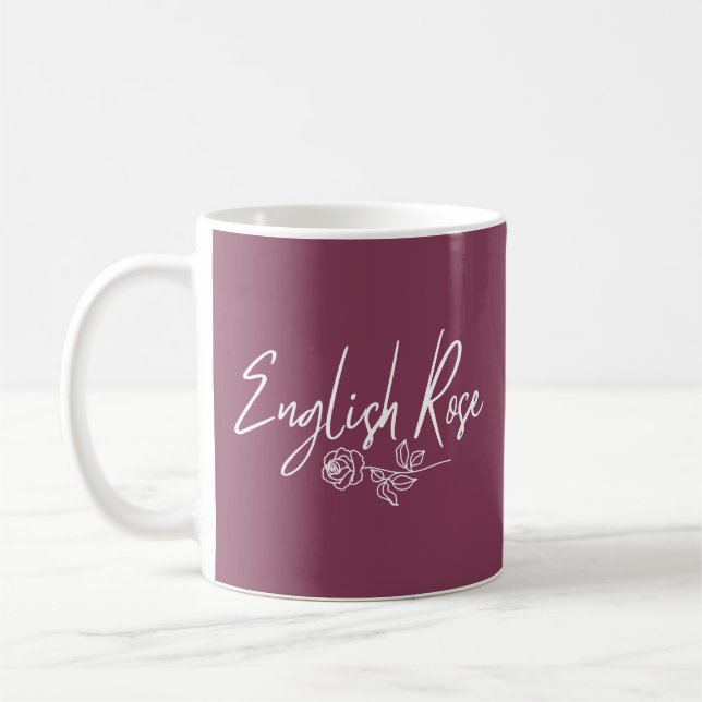 Englische Rose TYPOGRAPHY HANDSCHRIFTLICHE STIL Kaffeetasse (Links)