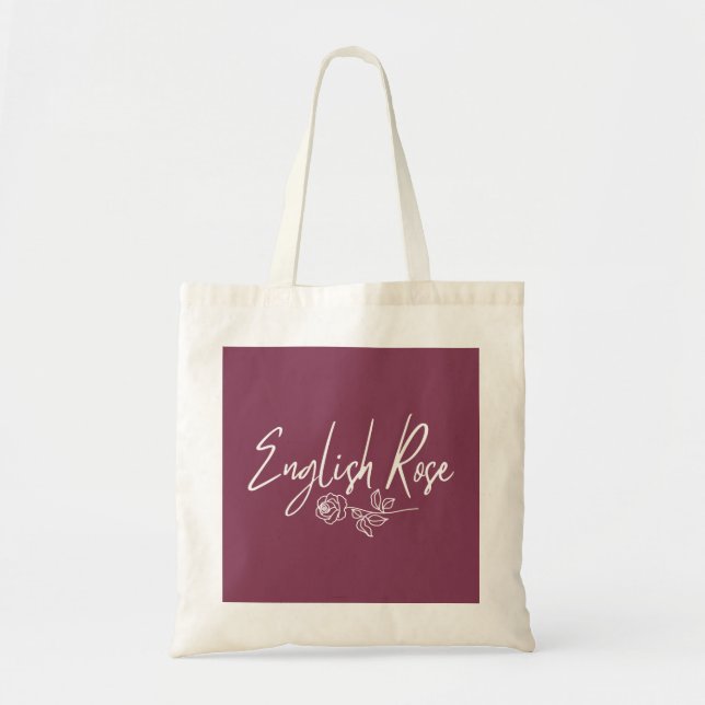 Englische Rose TYPOGRAPHY HANDSCHRIFTLICHE STIL Tragetasche (Vorne)