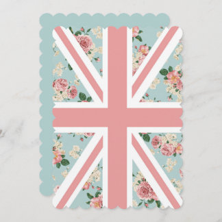 Englische Rose Union Jack Floral Pattern Einladung