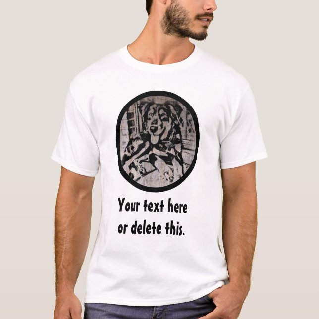 Englische Schäfer-Welpen-Schablone T-Shirt (Vorderseite)