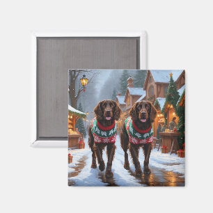 Englische Setter Hunde Weihnachten Schnee Urlaub Magnet