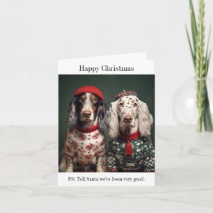 Englische Setter in Weihnachtssüßen Karte