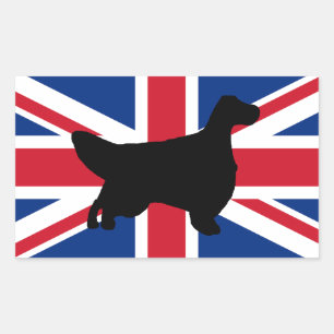 englische setter Silhouette Flag Rechteckiger Aufkleber