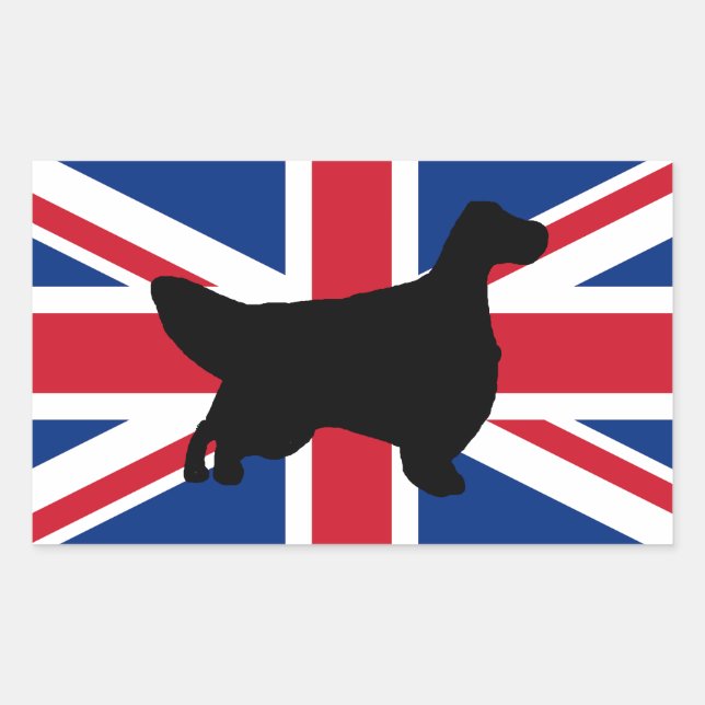 englische setter Silhouette Flag Rechteckiger Aufkleber (Vorderseite)