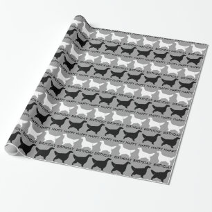 Englische Setter Silhouetten Muster mit Text Geschenkpapier