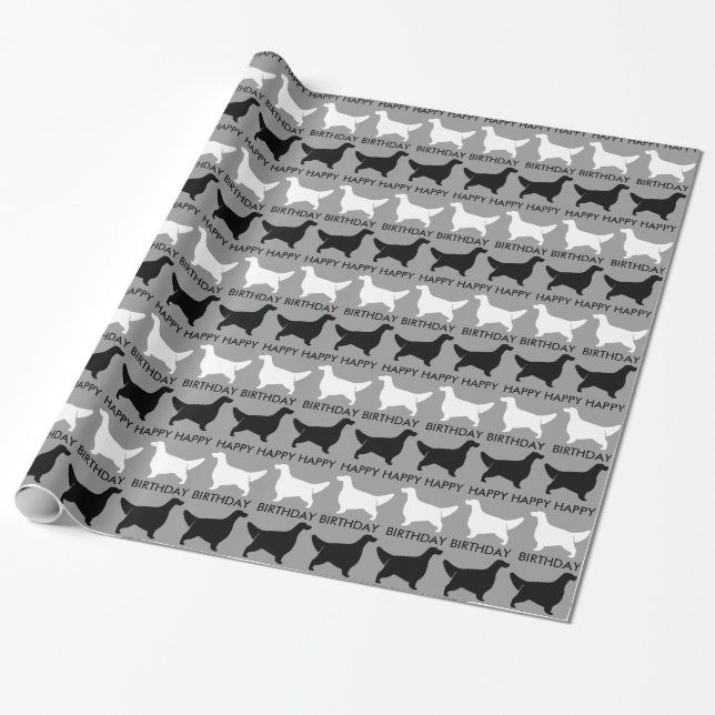 Englische Setter Silhouetten Muster mit Text Geschenkpapier (Ungerollt)