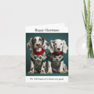 Englische Setter Welpen in Weihnachten Sweaters Karte
