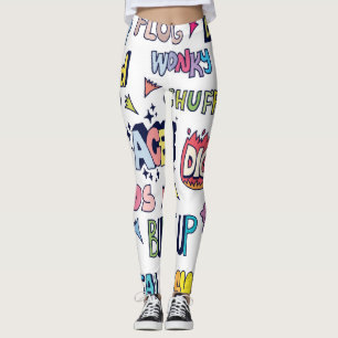 Englische Slangwörter, Doodle-Lettering Leggings