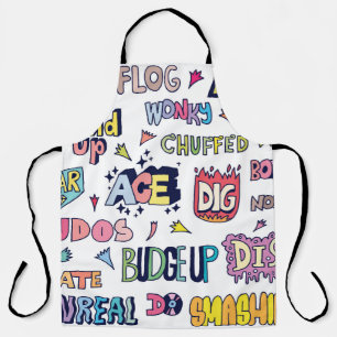 Englische Slangwörter, Doodle-Lettering Schürze