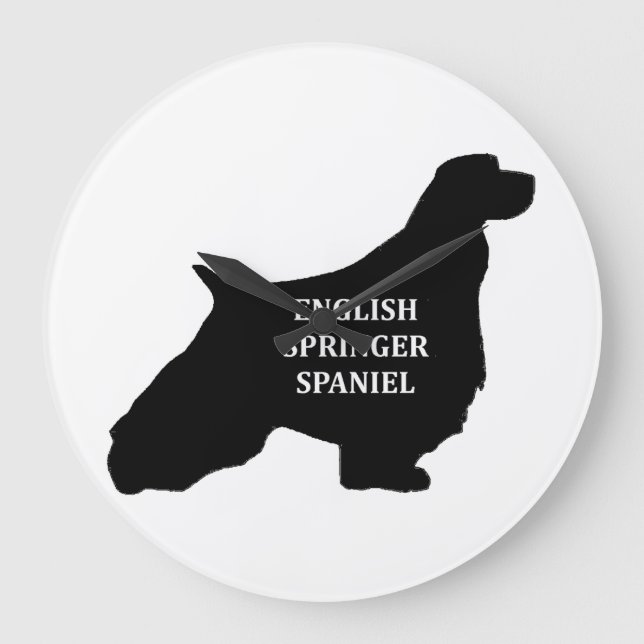 englische springer spaniel name Silhouette Große Wanduhr (Vorderseite)