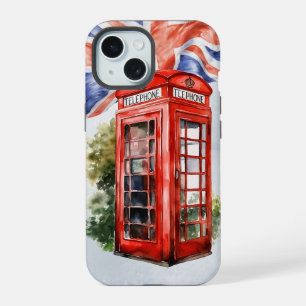 Englische Telefonbox und Flag iPhone 15 Hülle