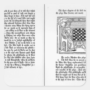 Englische Übersetzung von 'De Ludo Saccorum' Quadratischer Aufkleber