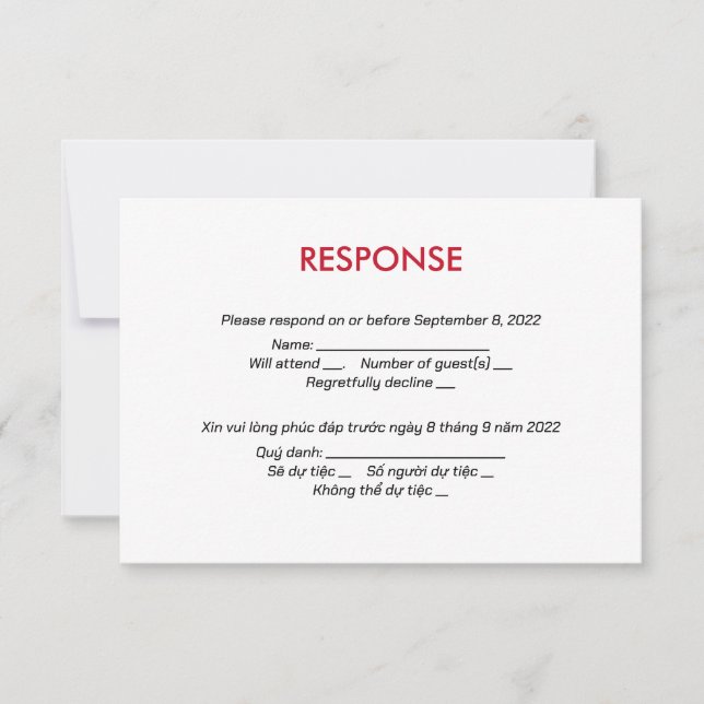 Englische vietnamesische Einladung Modernes Design (Vorderseite)