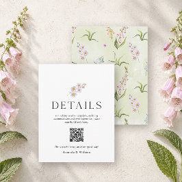 Englische Wiesen-Botanische Hochzeits-Details-Kart RSVP Karte