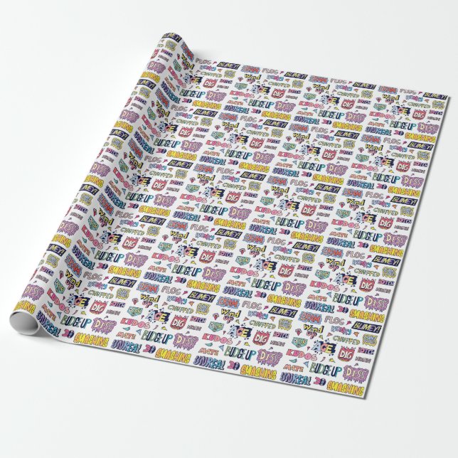 Englische Wörter lang, doodle Buchstaben Geschenkpapier (Ungerollt)