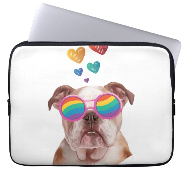 Englischer Bulldog am Valentinstag Laptopschutzhülle (Vorderseite)