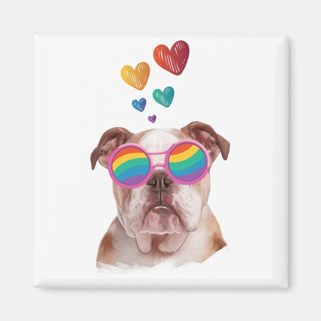 Englischer Bulldog am Valentinstag Magnet (Vorne)