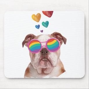 Englischer Bulldog am Valentinstag Mousepad
