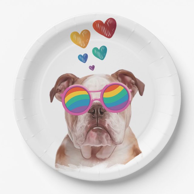 Englischer Bulldog am Valentinstag Pappteller (Vorderseite)