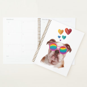 Englischer Bulldog am Valentinstag Planer
