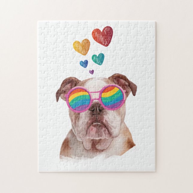 Englischer Bulldog am Valentinstag Puzzle (Vertikal)