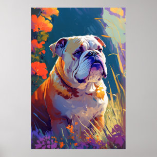 Englischer Bulldog Hund Tierportrait Painting Pet Poster