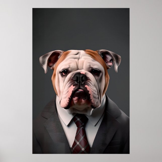 Englischer Bulldog in einem Anzug | Mein Bulldog-B Poster (Vorne)