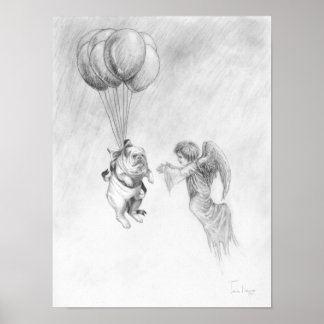 Englischer Bulldog mit Angel Poster