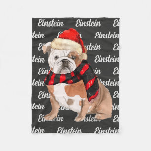 Englischer Bulldog mit Hundename Haustier Fleecedecke
