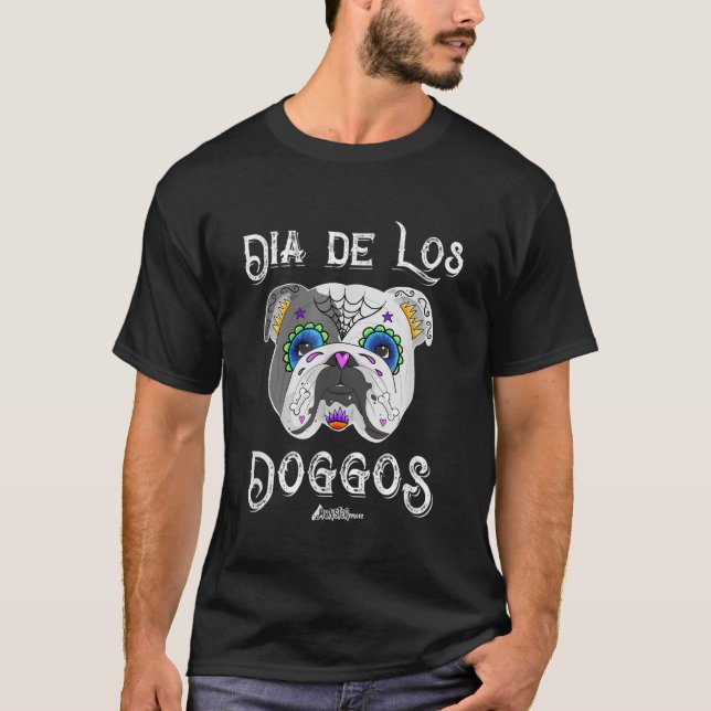 Englischer Bulldog-Tag des Toten Zuckerschlauchhal T-Shirt (Vorderseite)