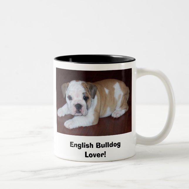 Englischer Bulldoggen-Liebhaber! Zweifarbige Tasse (Rechts)
